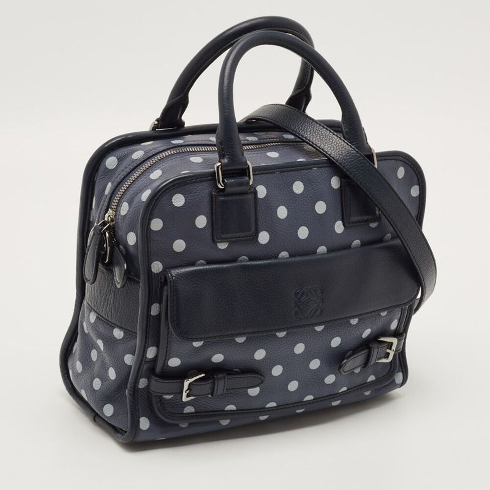 Loewe Polka Dot Cruz Navy Blue/white Leather Satchel - Picture 3 of 7